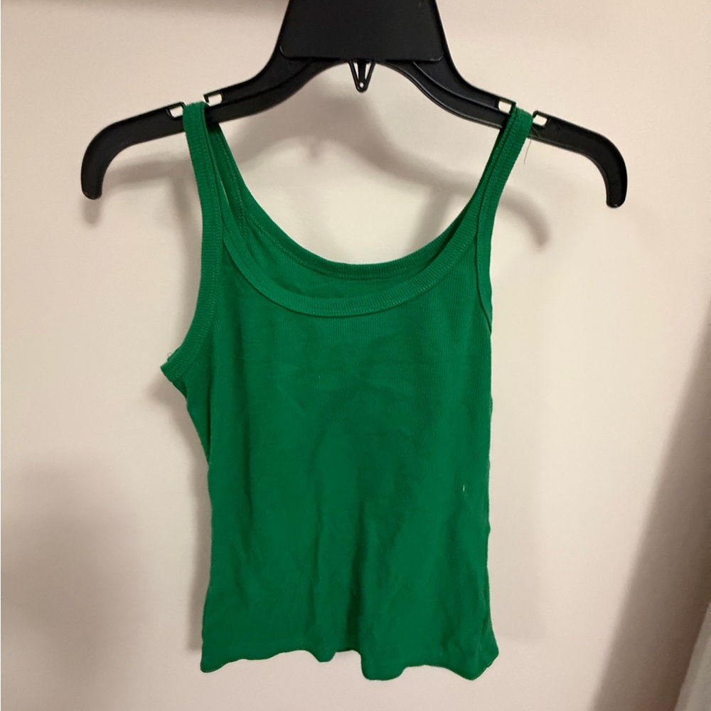 Green Women's Ribbed Tank Top